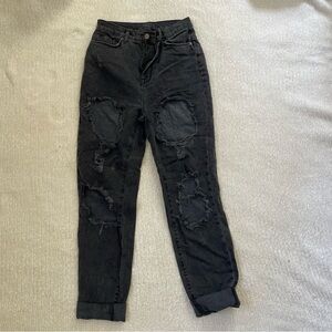 Urban Outfitters BDG Black Mom High Rise Distressed Jeans Size 25 (waist)